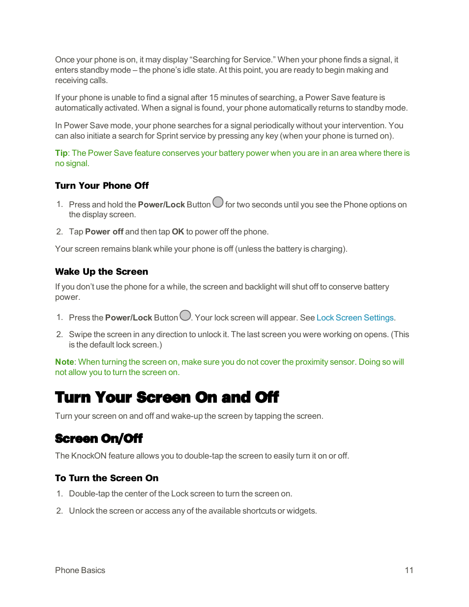 Turn your screen on and off, Screen on/off | LG G3 User Manual | Page 20 / 187
