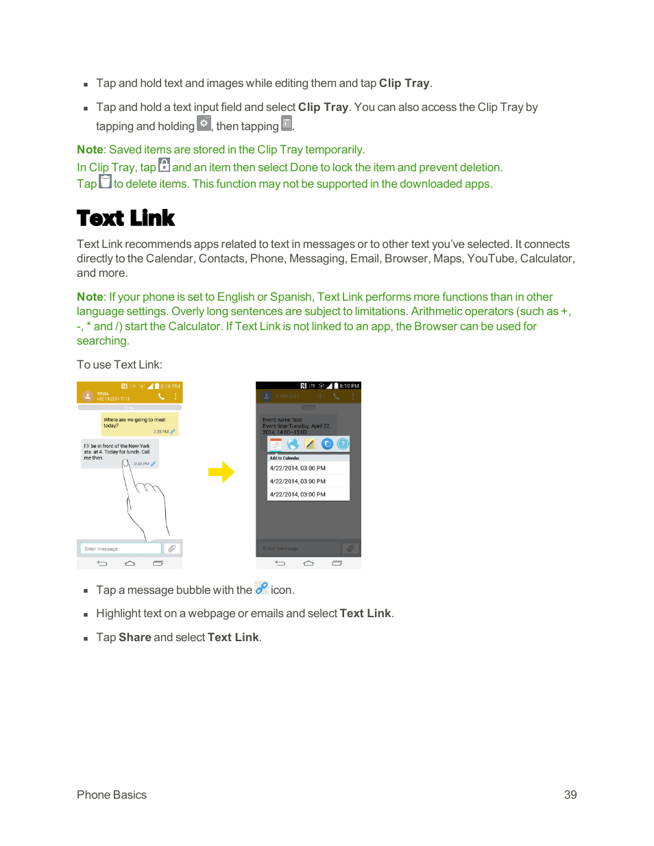 Text link | LG G3 User Manual | Page 48 / 187