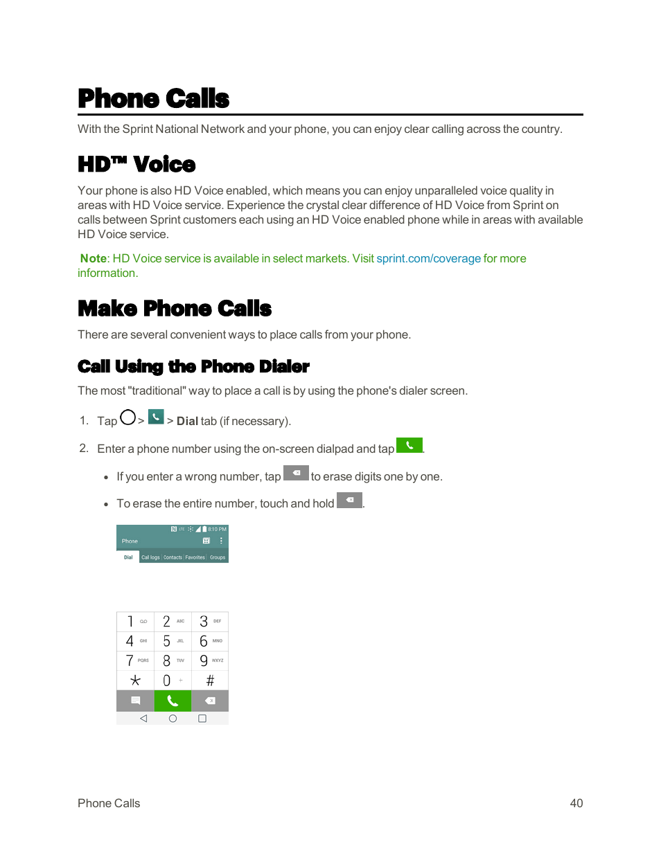 Phone calls, Hd™ voice, Make phone calls | Call using the phone dialer | LG G3 User Manual | Page 49 / 187