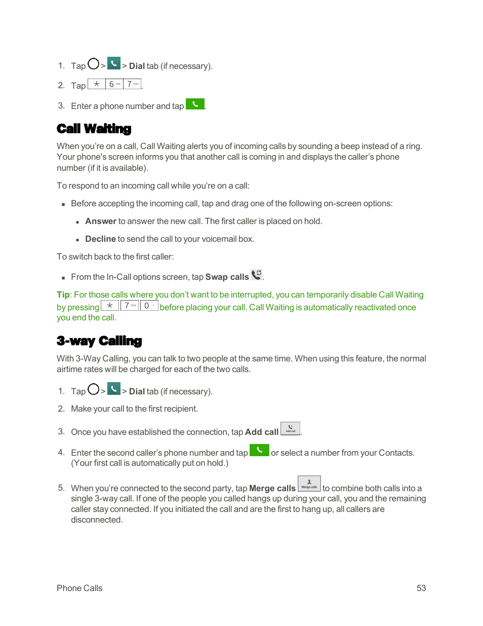 Call waiting, Way calling | LG G3 User Manual | Page 62 / 187