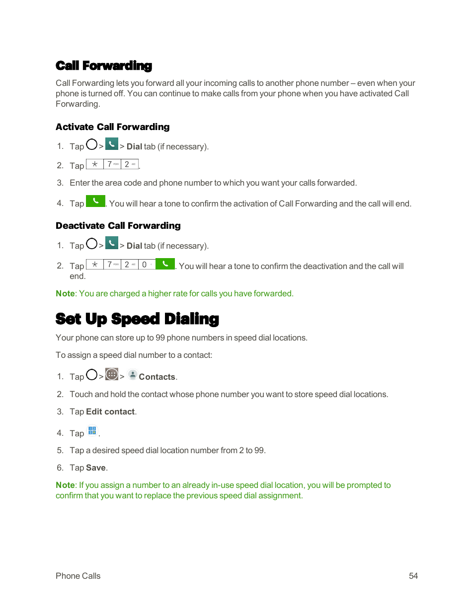 Call forwarding, Set up speed dialing | LG G3 User Manual | Page 63 / 187