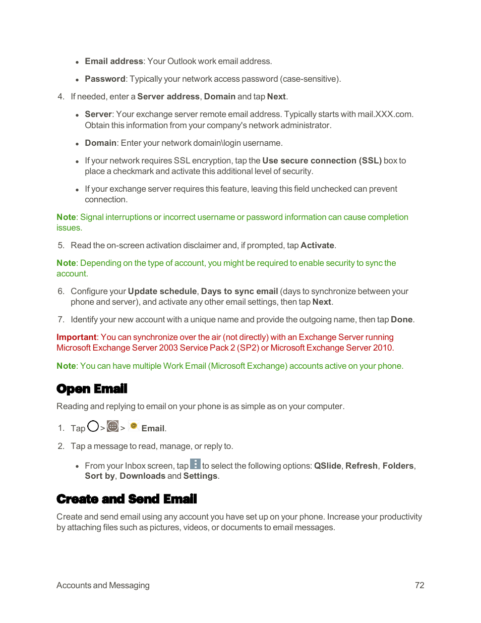 Open email, Create and send email | LG G3 User Manual | Page 81 / 187