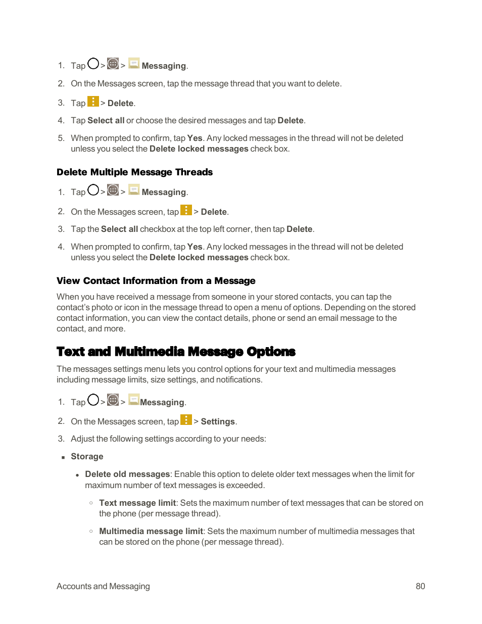 Text and multimedia message options | LG G3 User Manual | Page 89 / 187