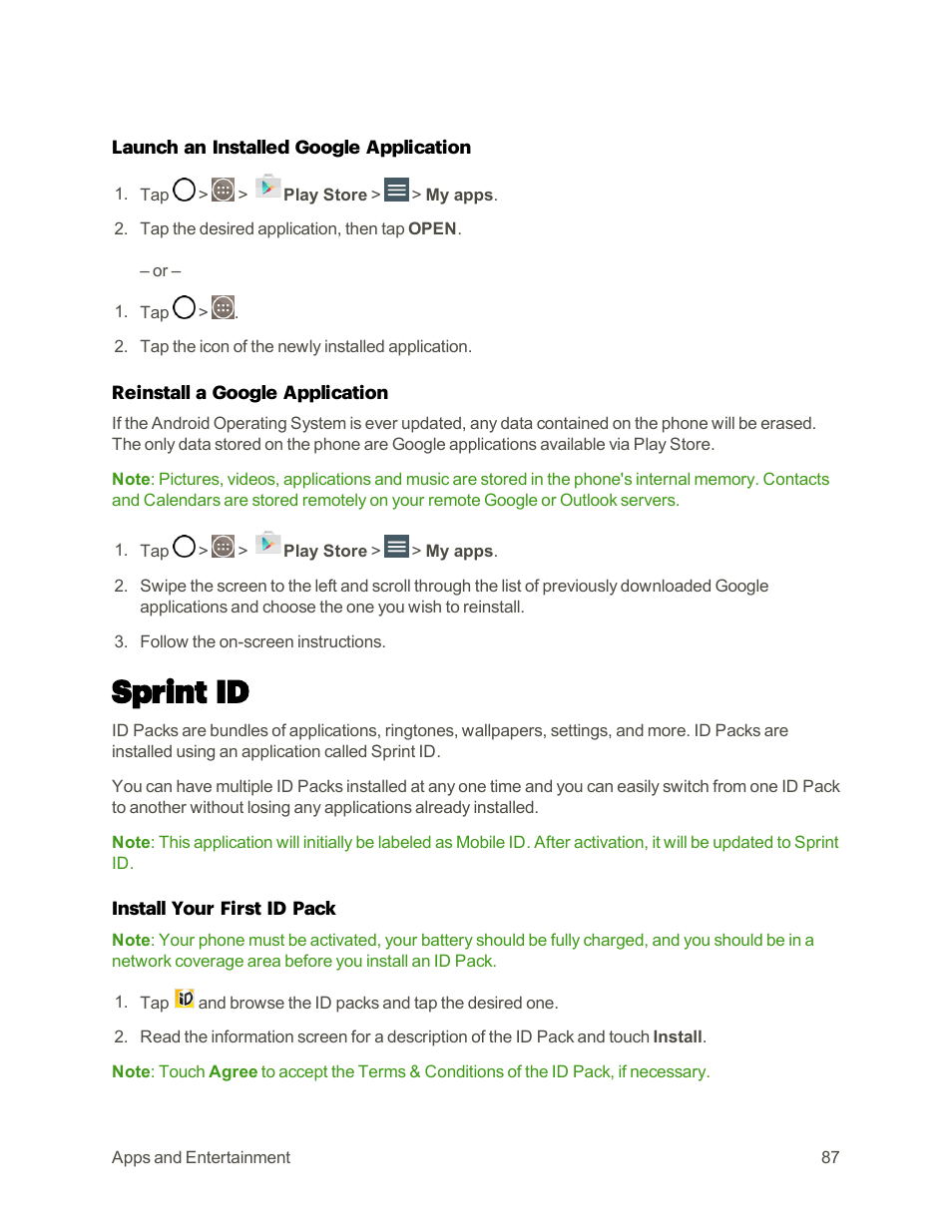 Sprint id | LG G3 User Manual | Page 96 / 187