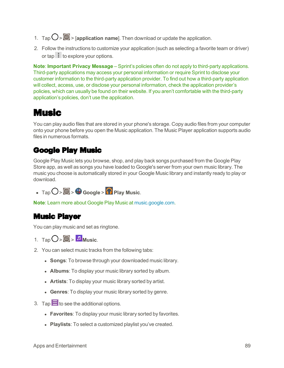 Music, Google play music, Music player | LG G3 User Manual | Page 98 / 187