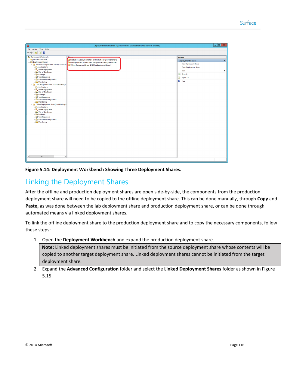 Linking the deployment shares | Microsoft Surface 3 User Manual | Page 116 / 166