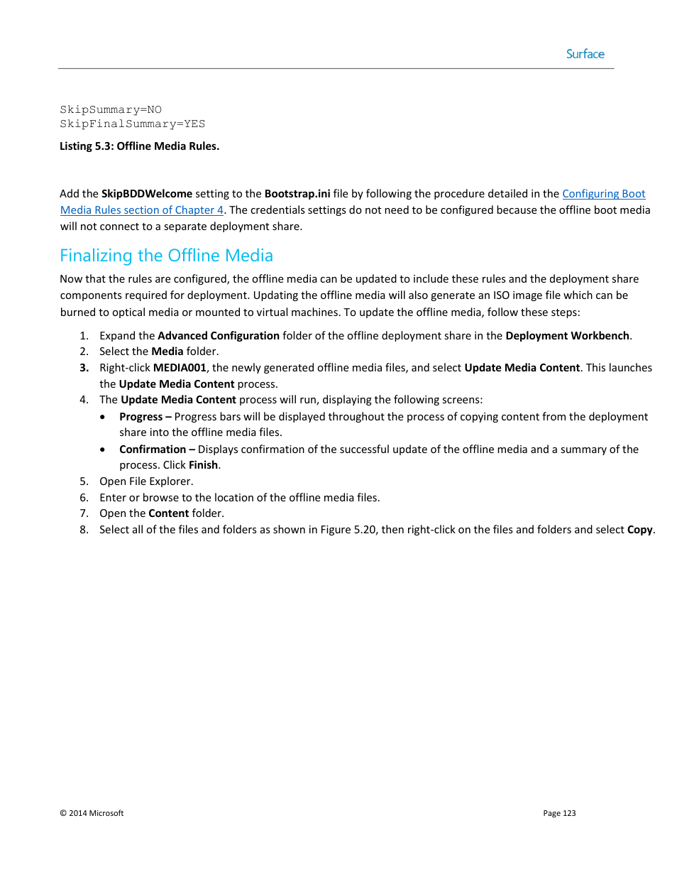 Finalizing the offline media | Microsoft Surface 3 User Manual | Page 123 / 166