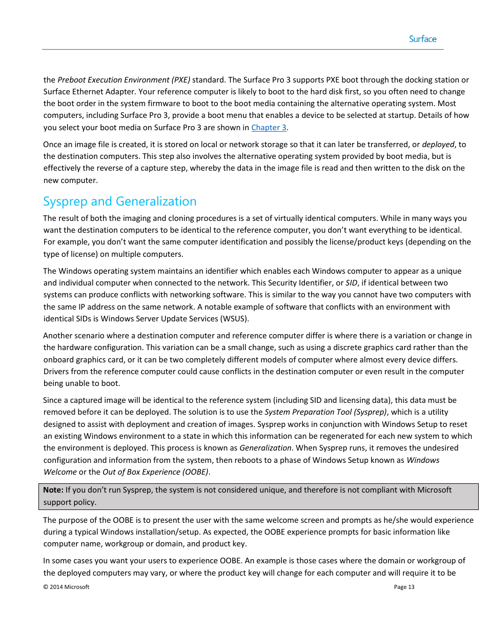 Sysprep and generalization | Microsoft Surface 3 User Manual | Page 13 / 166