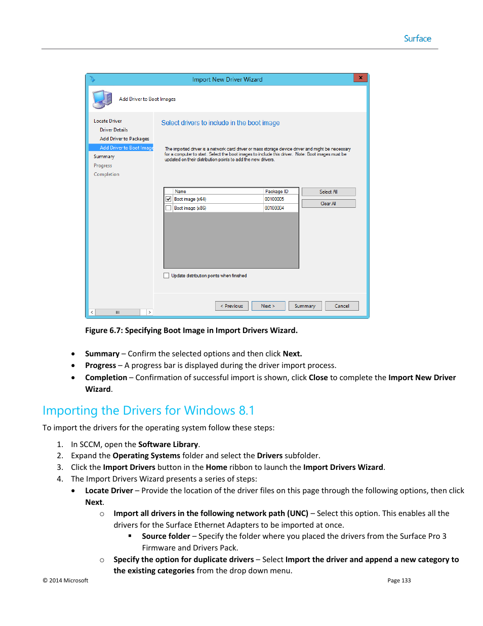 Importing the drivers for windows 8.1 | Microsoft Surface 3 User Manual | Page 133 / 166