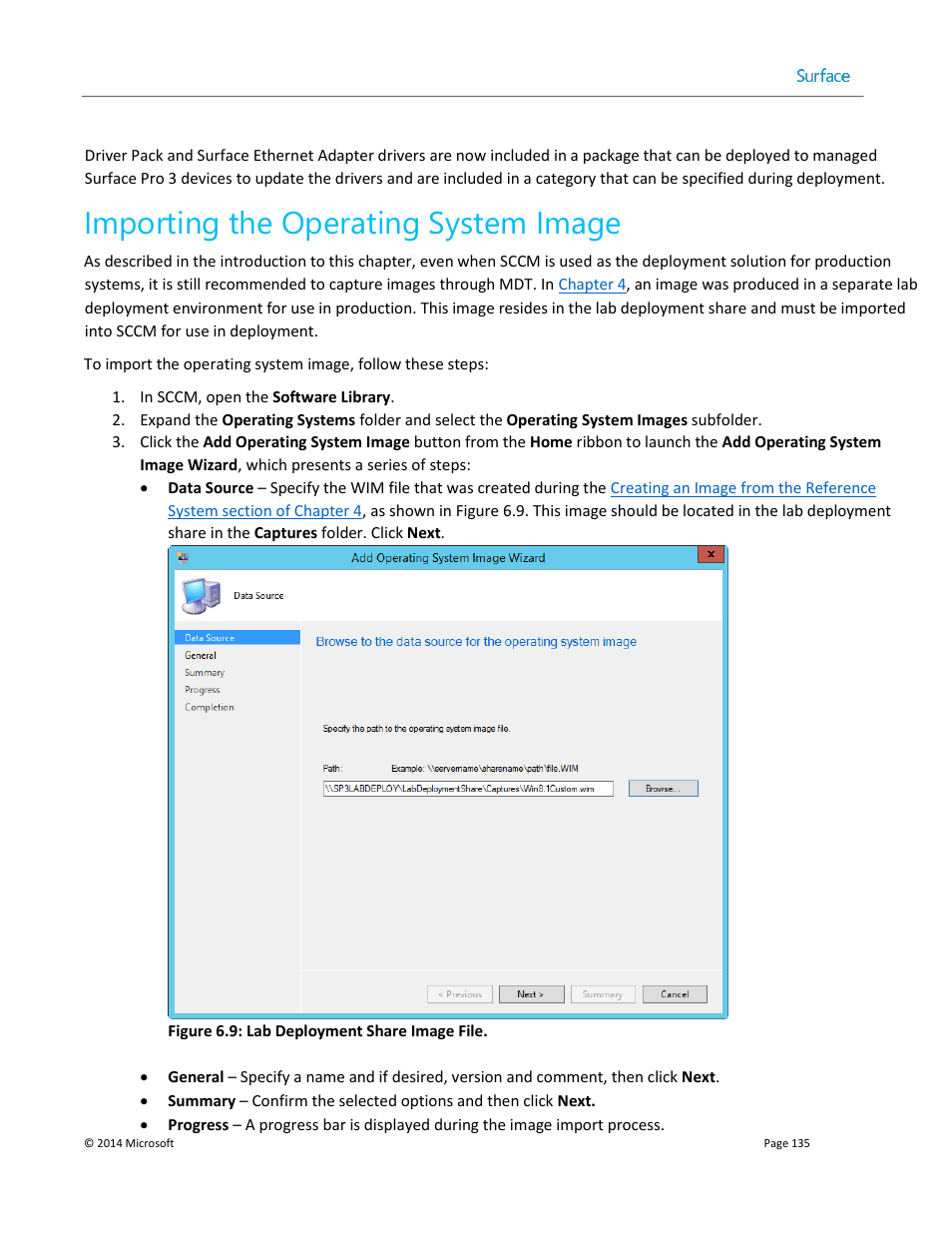 Importing the operating system image | Microsoft Surface 3 User Manual | Page 135 / 166