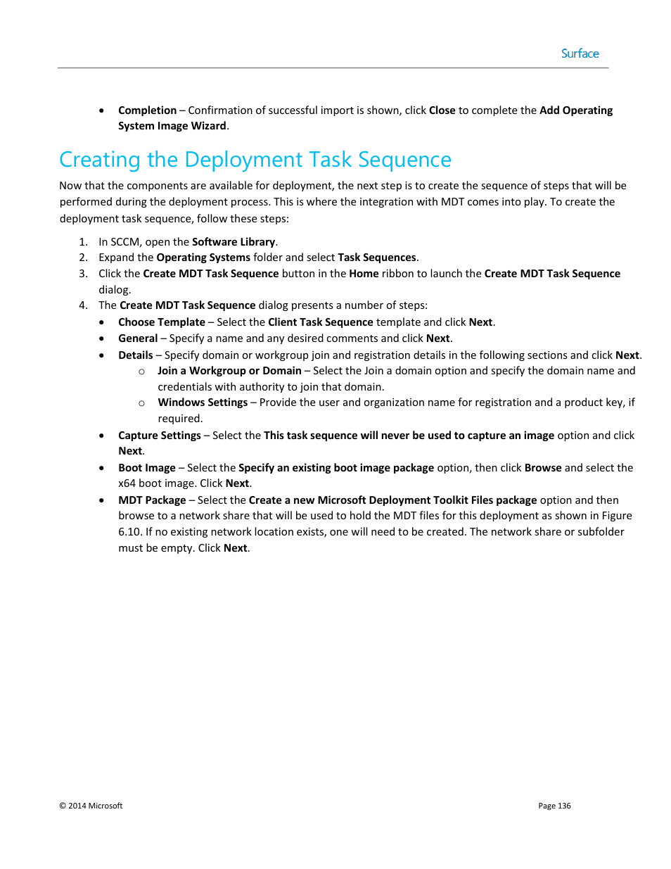 Creating the deployment task sequence | Microsoft Surface 3 User Manual | Page 136 / 166