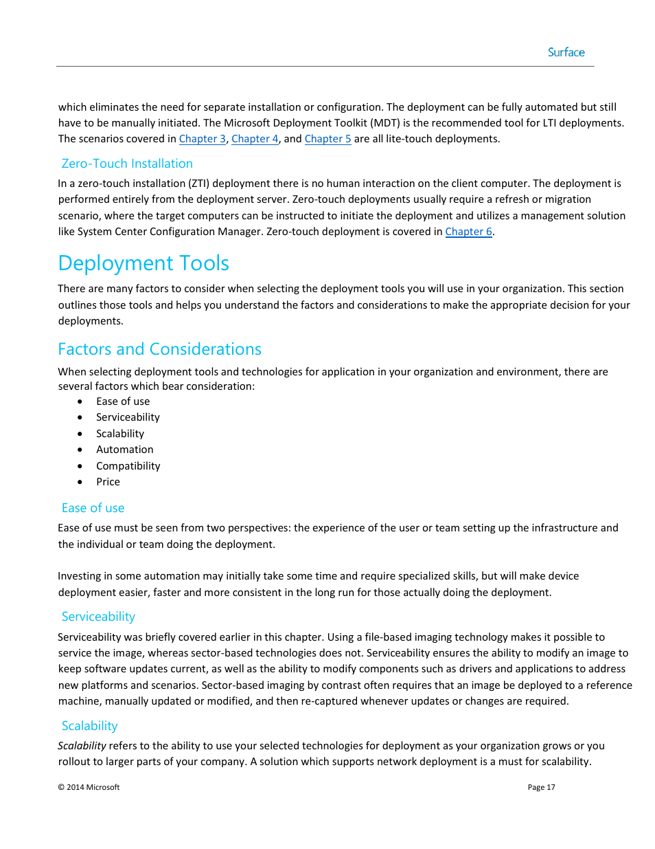 Deployment tools, Factors and considerations | Microsoft Surface 3 User Manual | Page 17 / 166