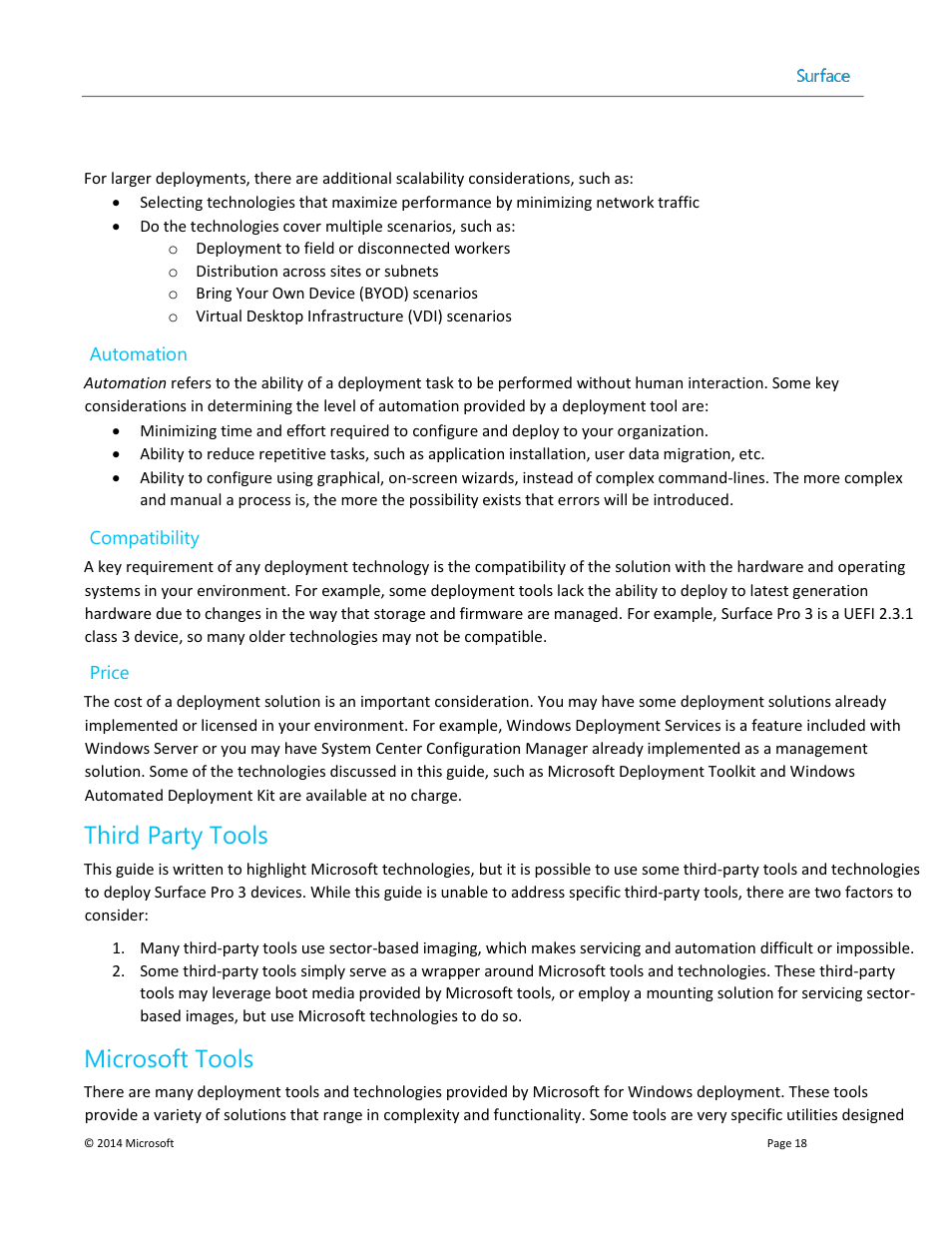 Third party tools, Microsoft tools | Microsoft Surface 3 User Manual | Page 18 / 166