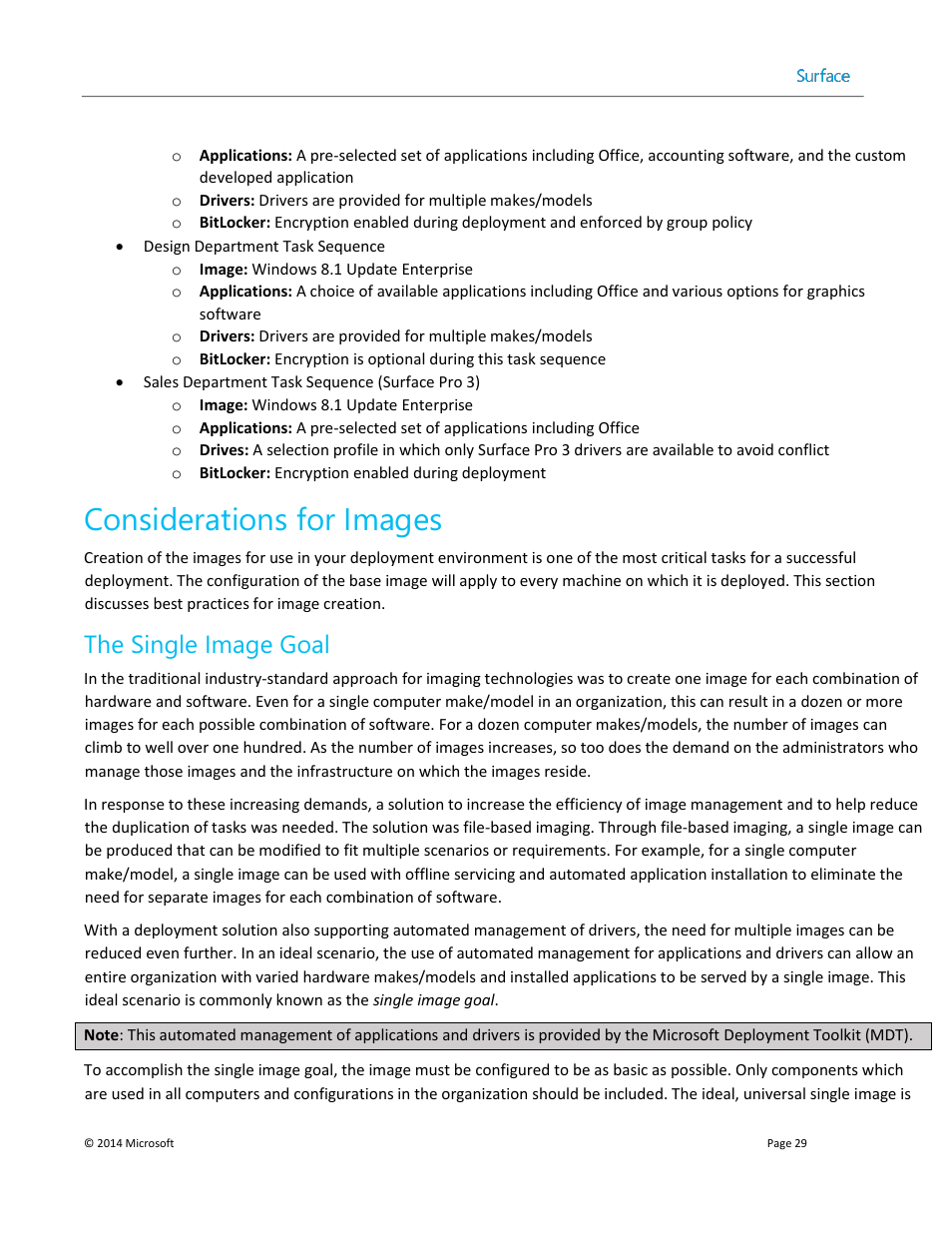 Considerations for images, The single image goal | Microsoft Surface 3 User Manual | Page 29 / 166