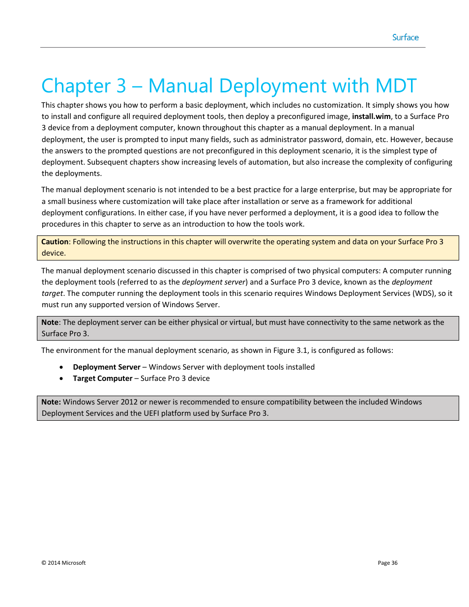 Chapter 3 – manual deployment with mdt, Chapter 3, Chapter 3: manual deployment with mdt | Red in | Microsoft Surface 3 User Manual | Page 36 / 166