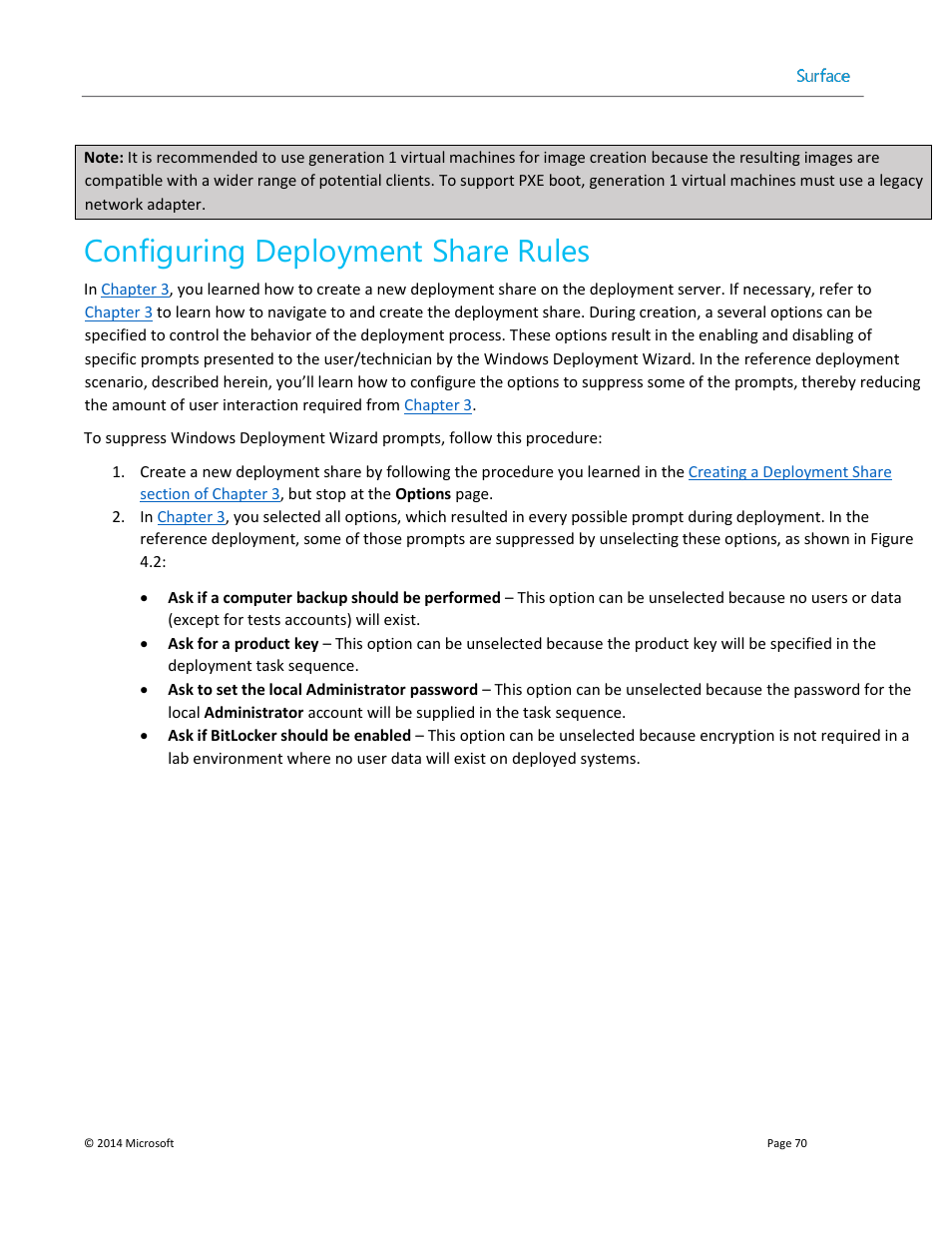 Configuring deployment share rules | Microsoft Surface 3 User Manual | Page 70 / 166