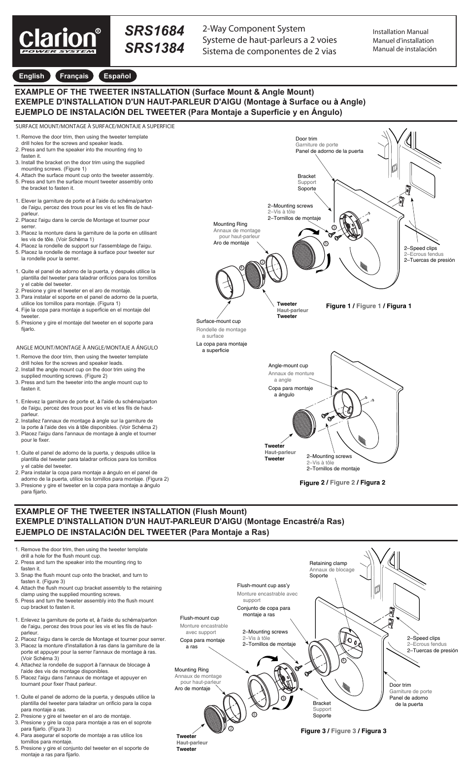 Clarion SRS1684 User Manual | 2 pages