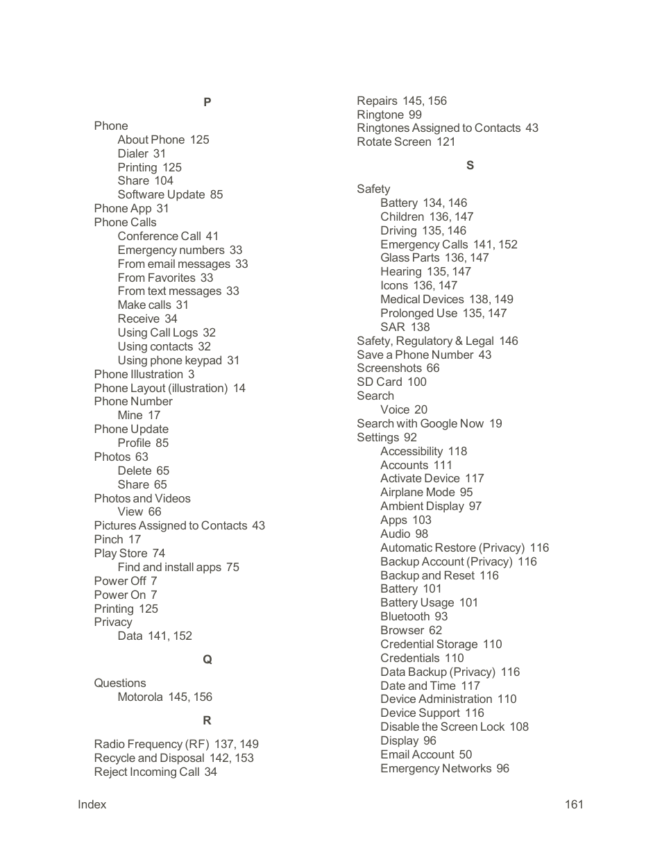 Motorola moto E User Manual | Page 169 / 171