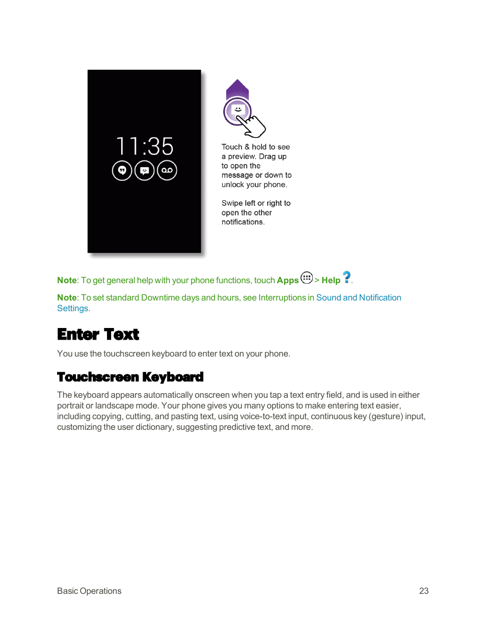 Enter text, Touchscreen keyboard | Motorola moto E User Manual | Page 31 / 171