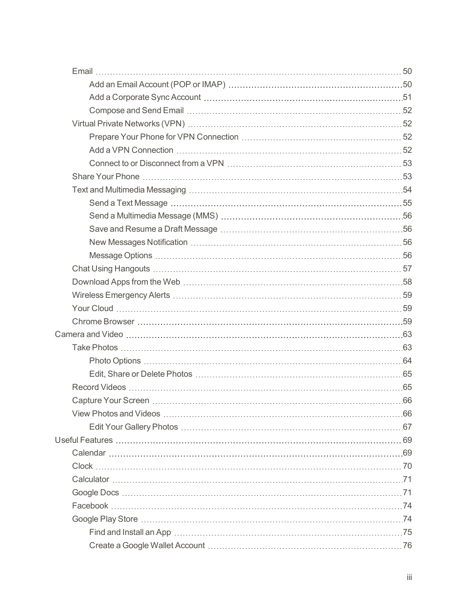 Motorola moto E User Manual | Page 4 / 171