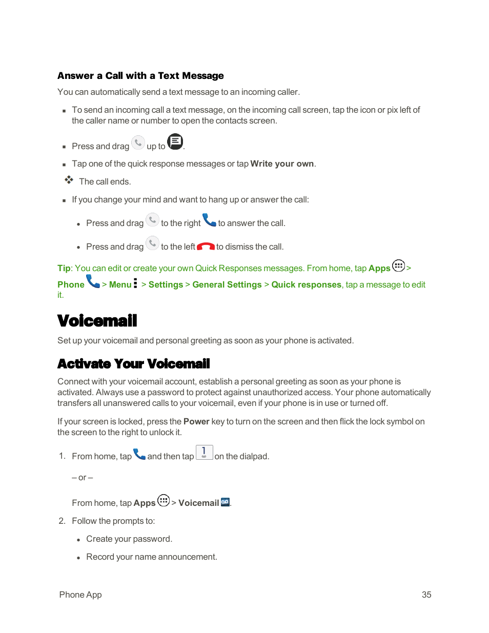 Voicemail, Activate your voicemail | Motorola moto E User Manual | Page 43 / 171