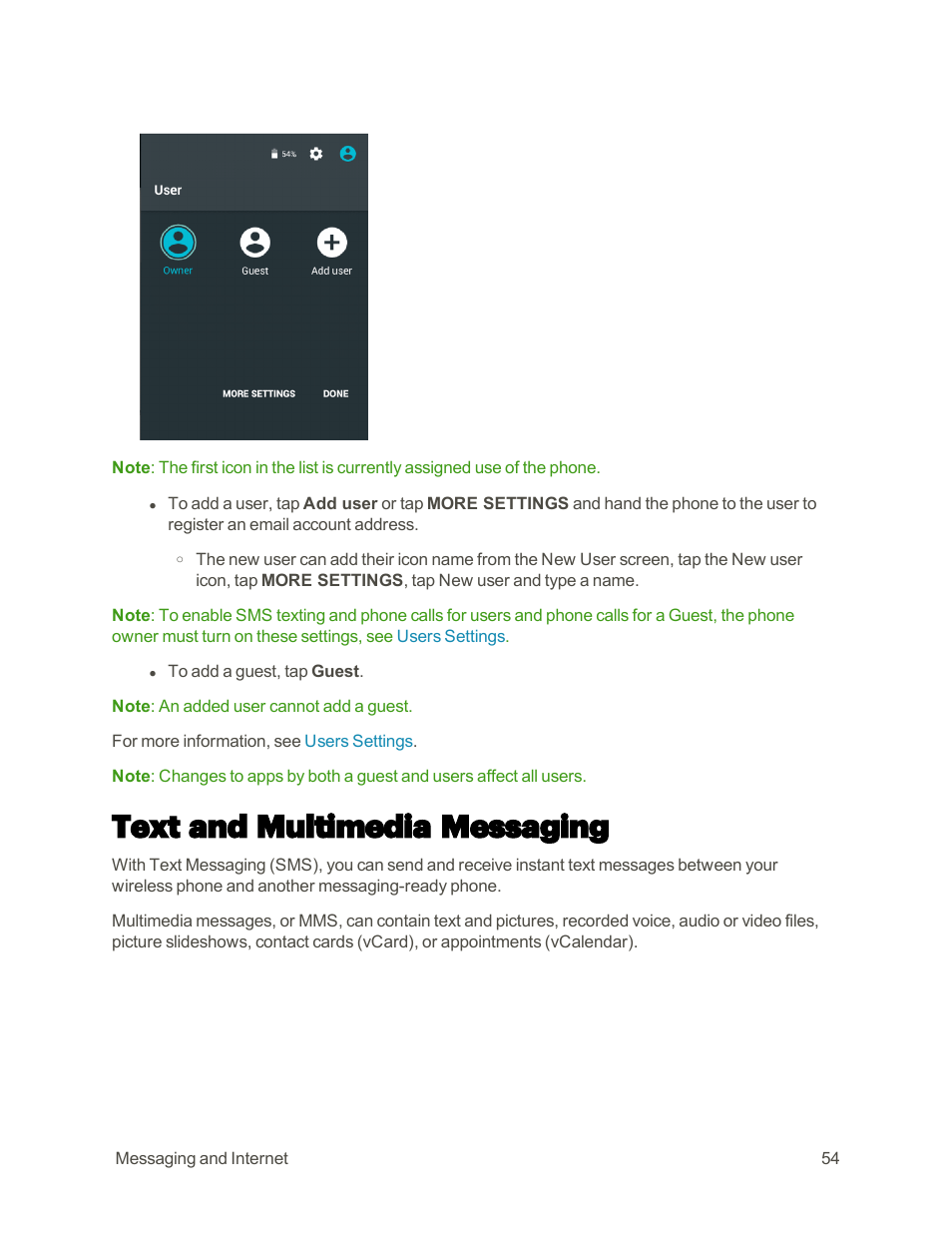 Text and multimedia messaging | Motorola moto E User Manual | Page 62 / 171