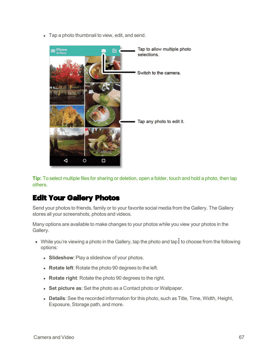 Edit your gallery photos | Motorola moto E User Manual | Page 75 / 171