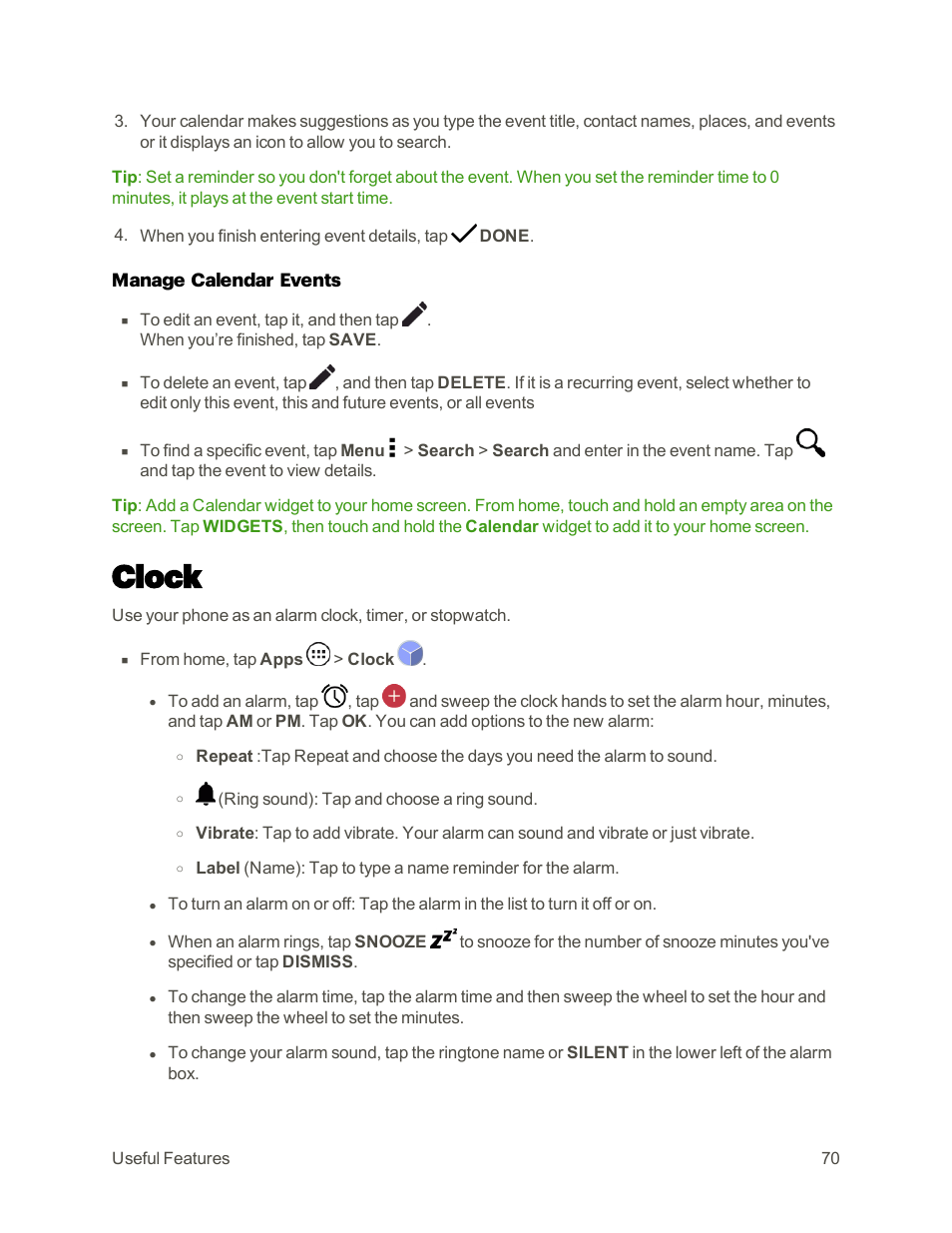 Clock | Motorola moto E User Manual | Page 78 / 171