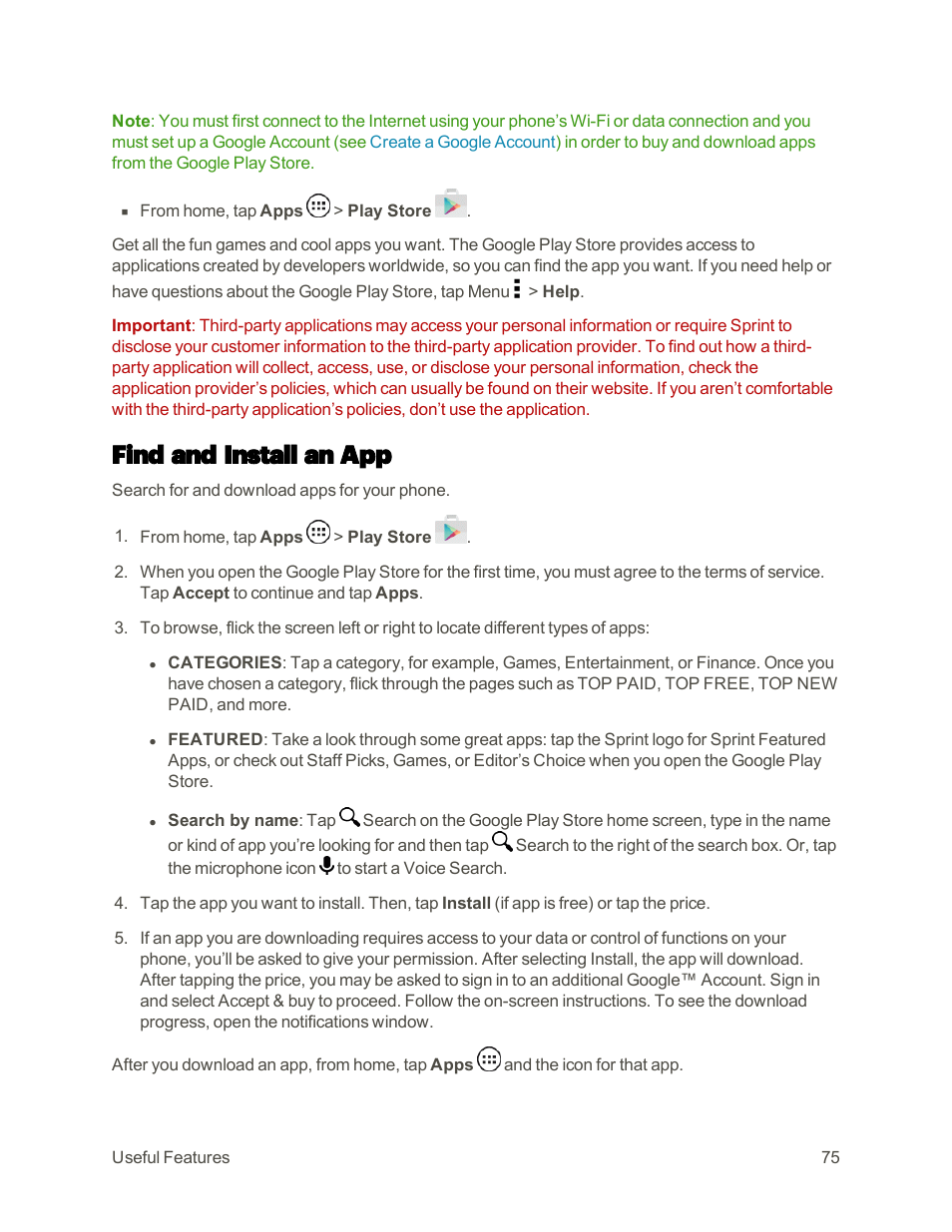 Find and install an app | Motorola moto E User Manual | Page 83 / 171