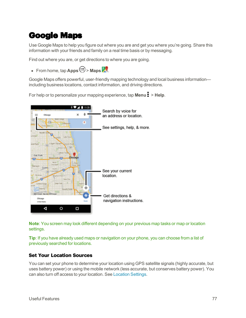 Google maps | Motorola moto E User Manual | Page 85 / 171