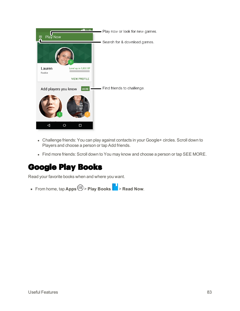 Google play books | Motorola moto E User Manual | Page 91 / 171