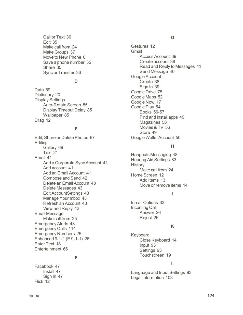Motorola moto G User Manual | Page 131 / 134