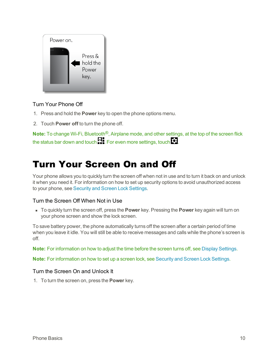 Turn your screen on and off | Motorola moto G User Manual | Page 17 / 134