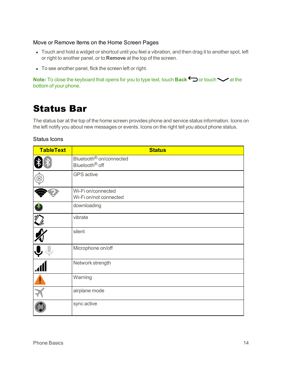 Status bar | Motorola moto G User Manual | Page 21 / 134