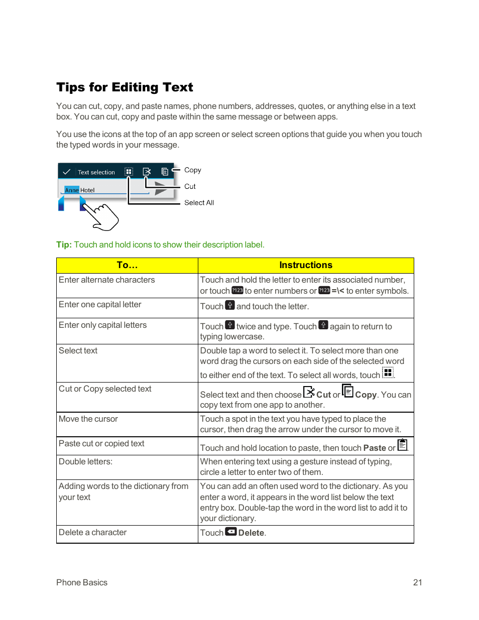 Tips for editing text | Motorola moto G User Manual | Page 28 / 134