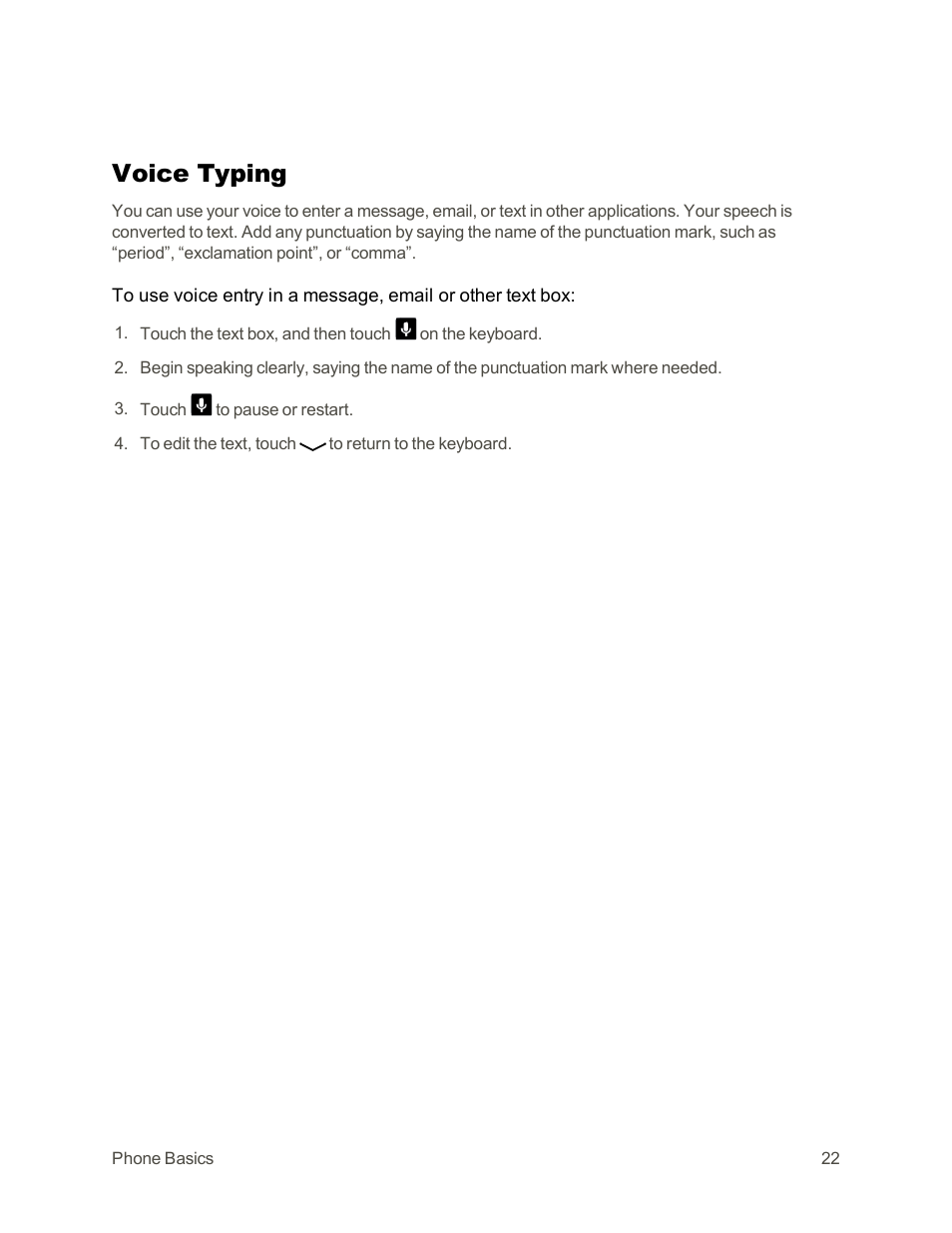 Voice typing | Motorola moto G User Manual | Page 29 / 134