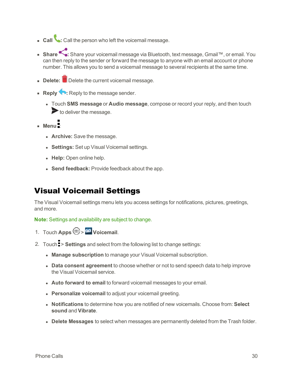 Visual voicemail settings | Motorola moto G User Manual | Page 37 / 134