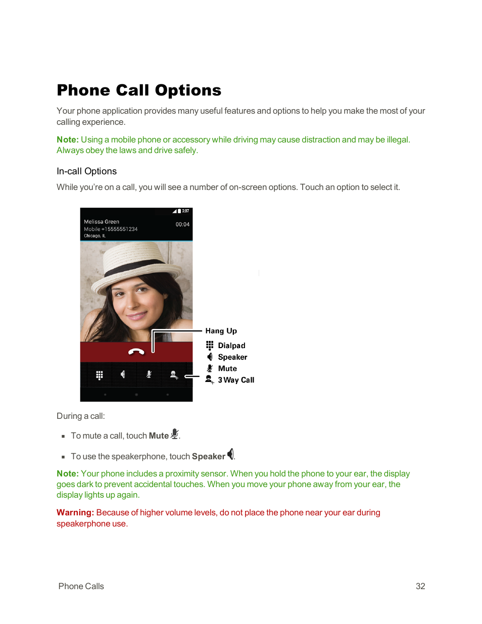 Phone call options | Motorola moto G User Manual | Page 39 / 134