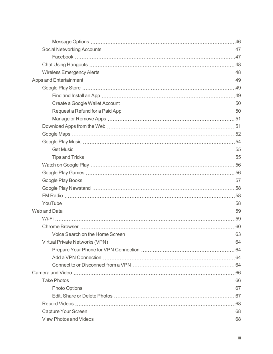 Motorola moto G User Manual | Page 4 / 134