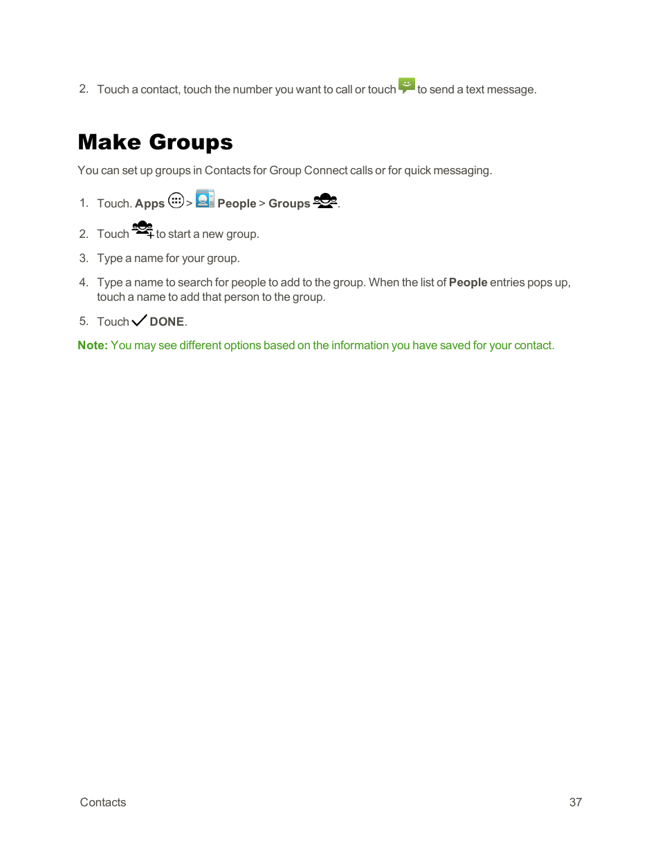 Make groups | Motorola moto G User Manual | Page 44 / 134