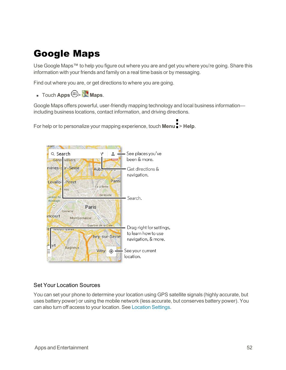 Google maps | Motorola moto G User Manual | Page 59 / 134