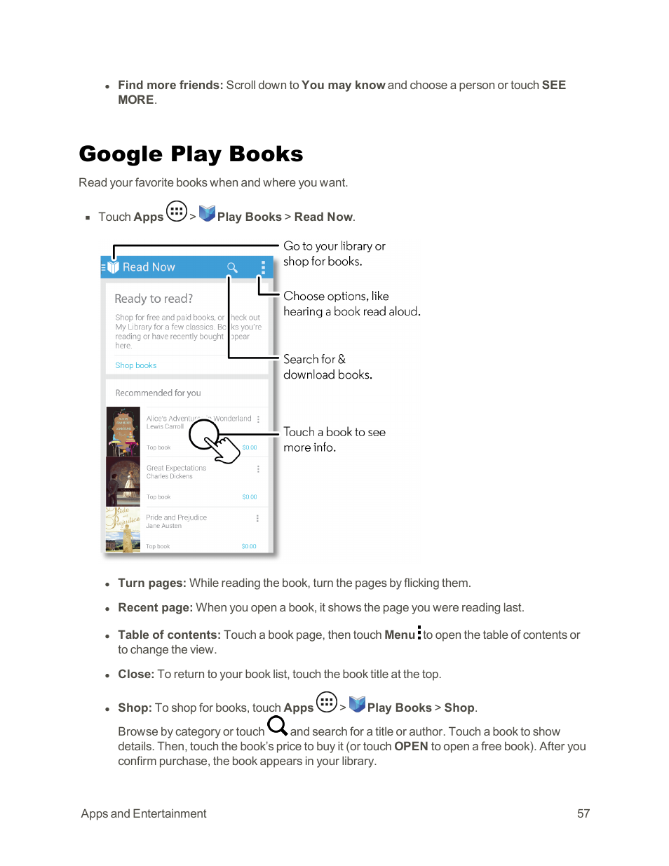 Google play books | Motorola moto G User Manual | Page 64 / 134