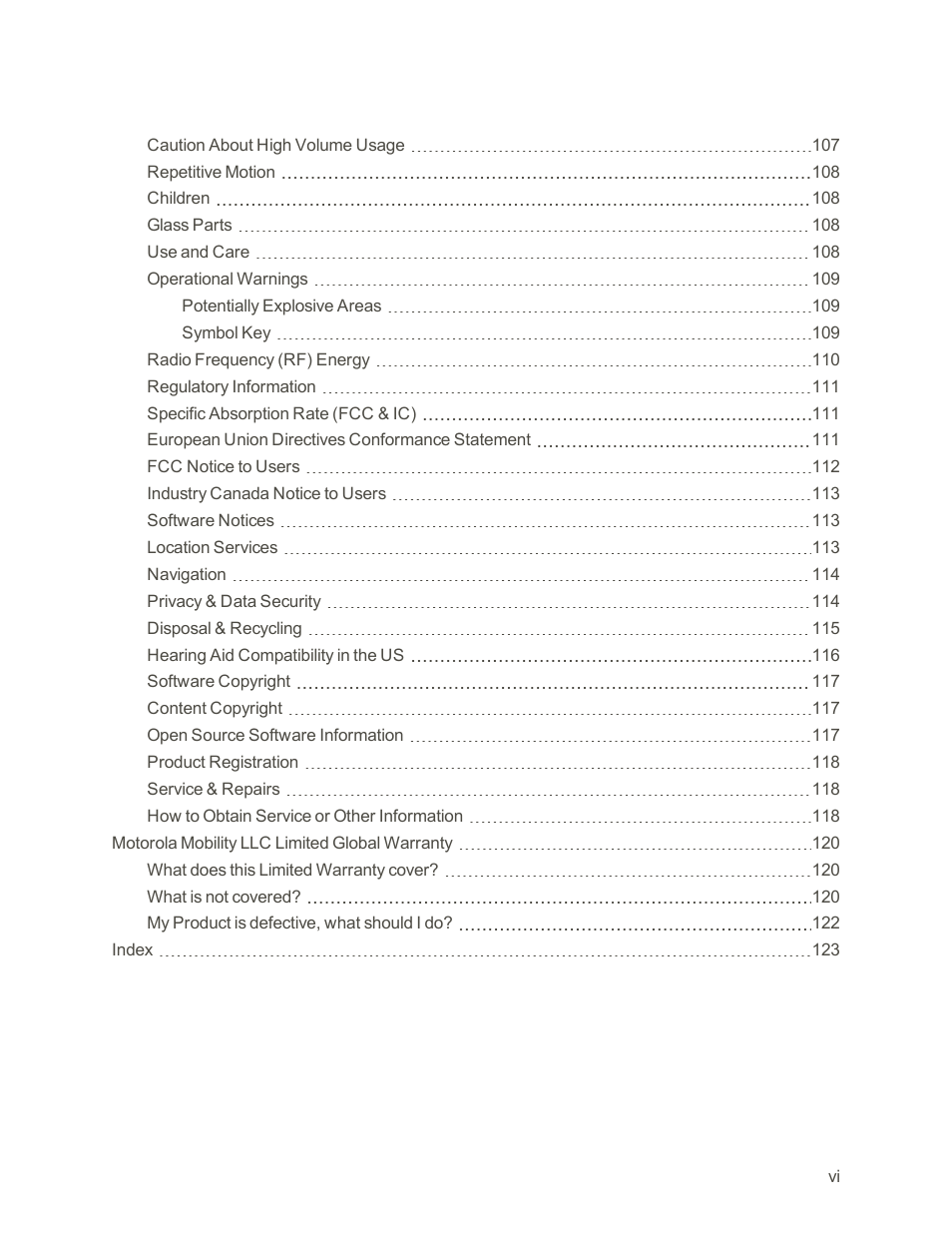 Motorola moto G User Manual | Page 7 / 134