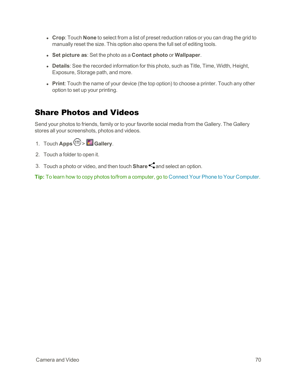 Share photos and videos | Motorola moto G User Manual | Page 77 / 134