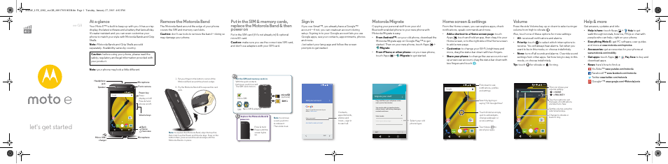 Motorola moto E User Manual | 2 pages