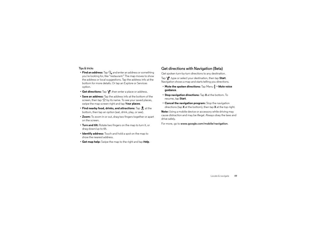 Get directions with navigation (beta) | Motorola Droid Turbo User Manual | Page 51 / 74