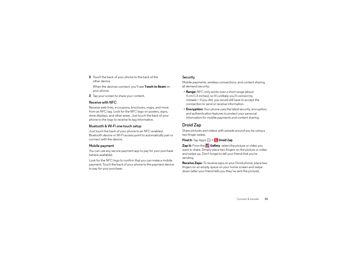 Droid zap | Motorola Droid Turbo User Manual | Page 57 / 74