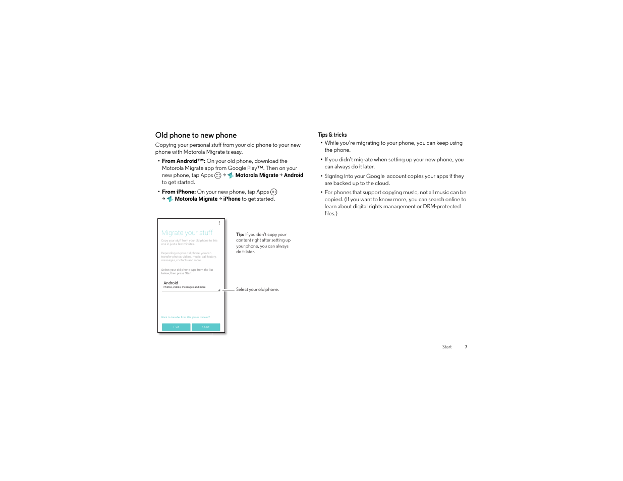 Old phone to new phone | Motorola Droid Turbo User Manual | Page 9 / 74