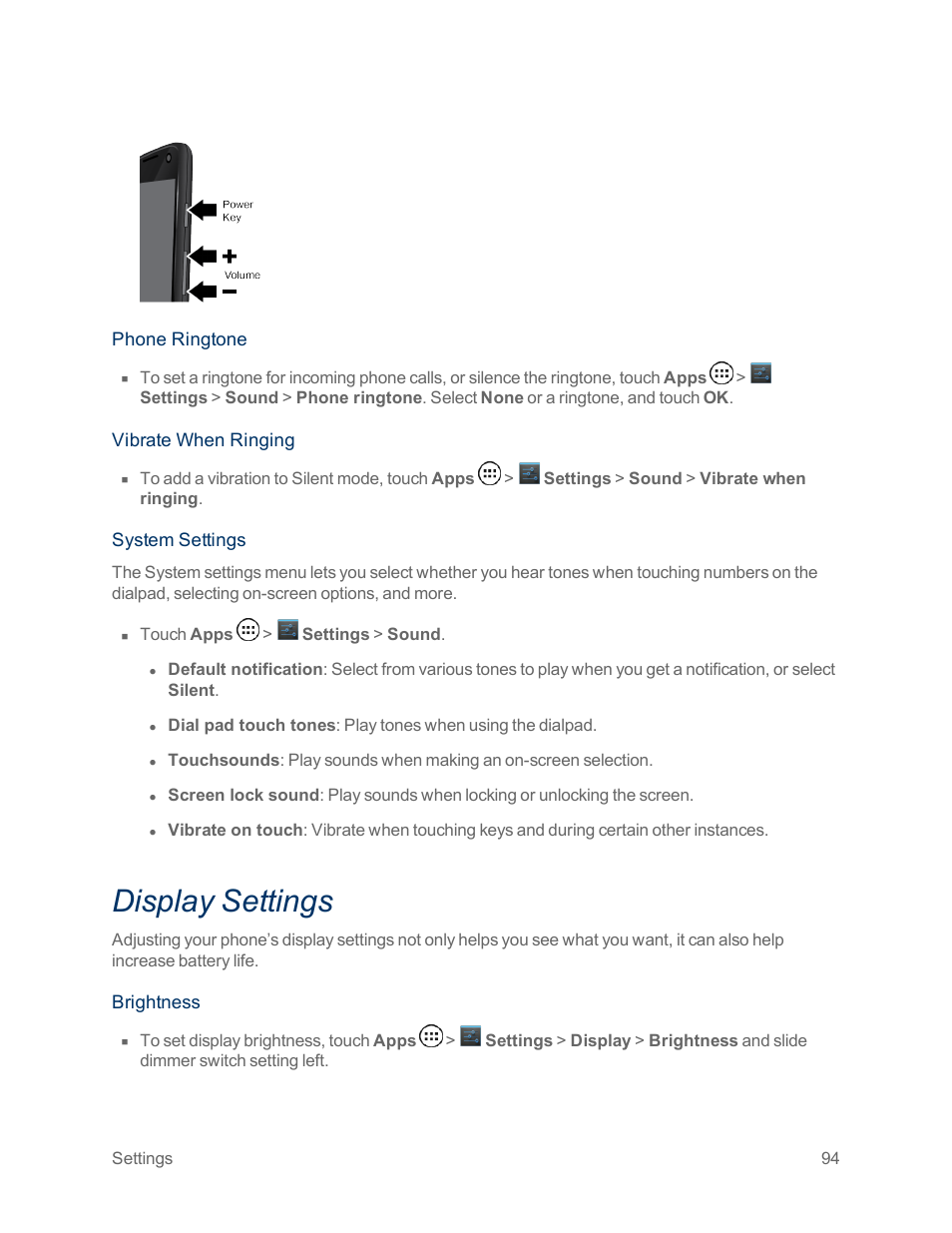 Display settings | Motorola moto x User Manual | Page 103 / 149