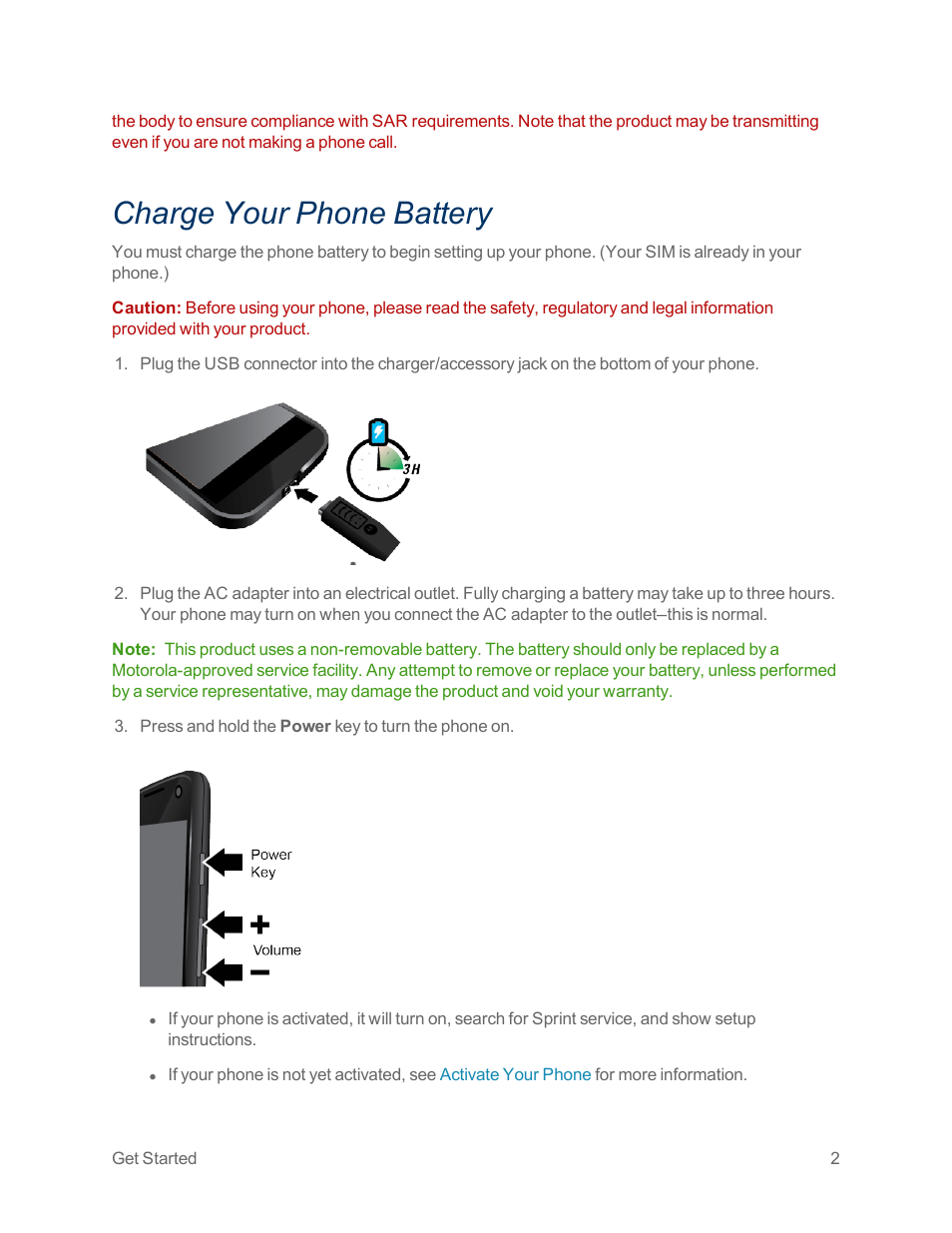 Charge your phone battery | Motorola moto x User Manual | Page 11 / 149